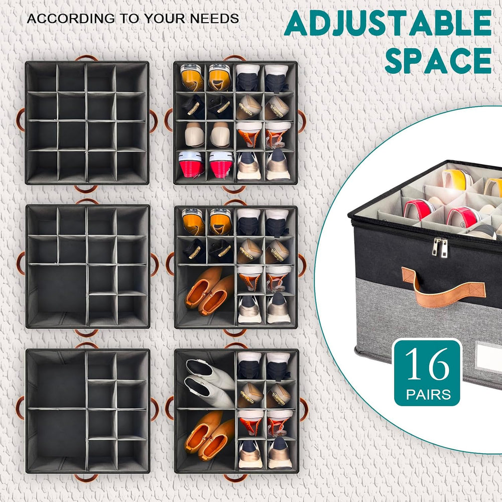 1 Pack Shoe Organizer for Closet Foldable Storage Box with Clear Cover