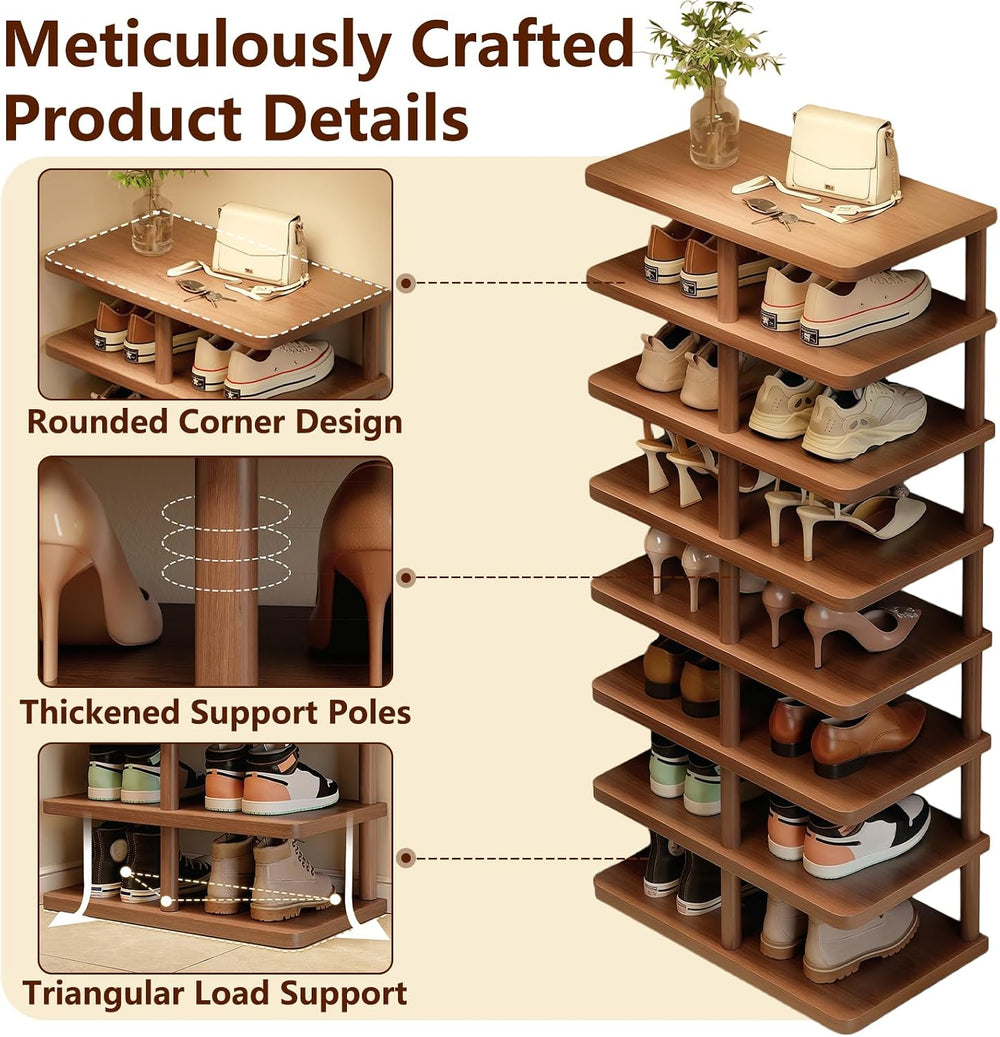 Vertical Shoe Rack,8 Tiers Tall Shoe Shelf for Closet Entryway