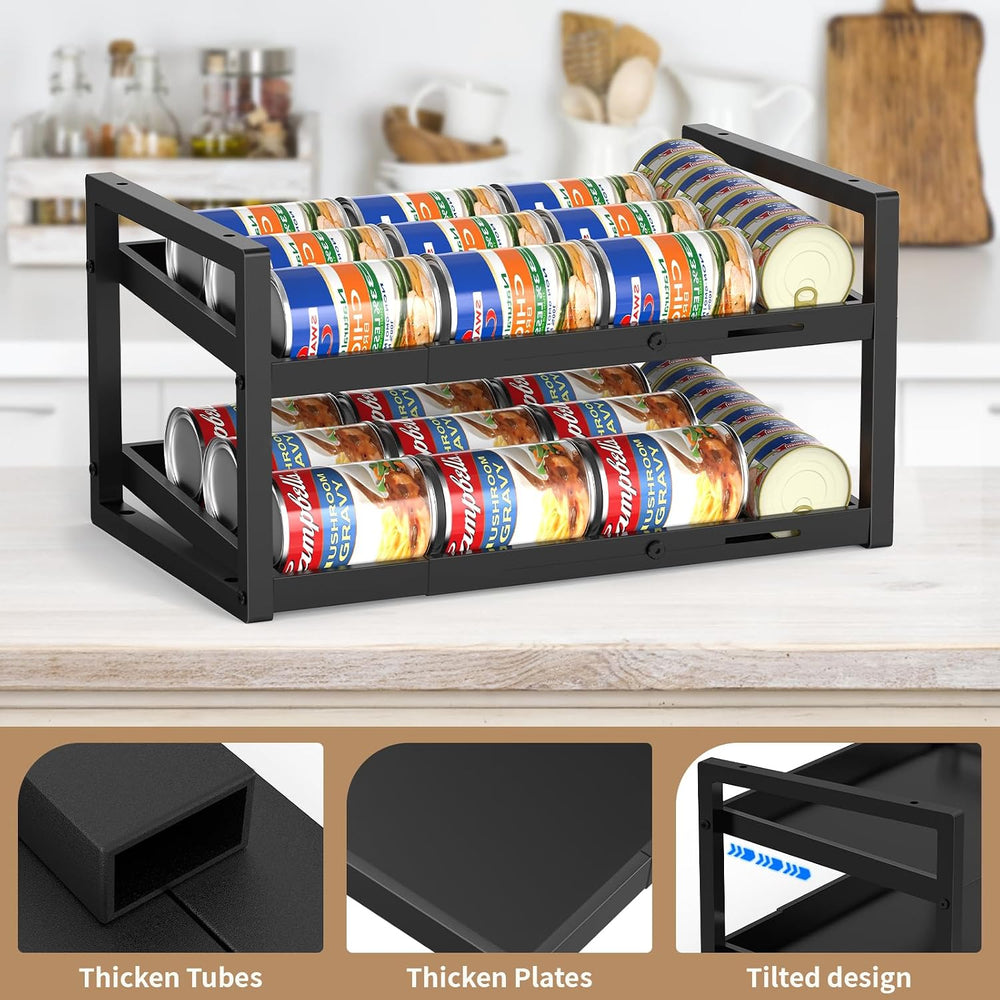 2-Tier Can Organizer for Pantry, Expandable Length Can Rack for Kitchen Shelf...