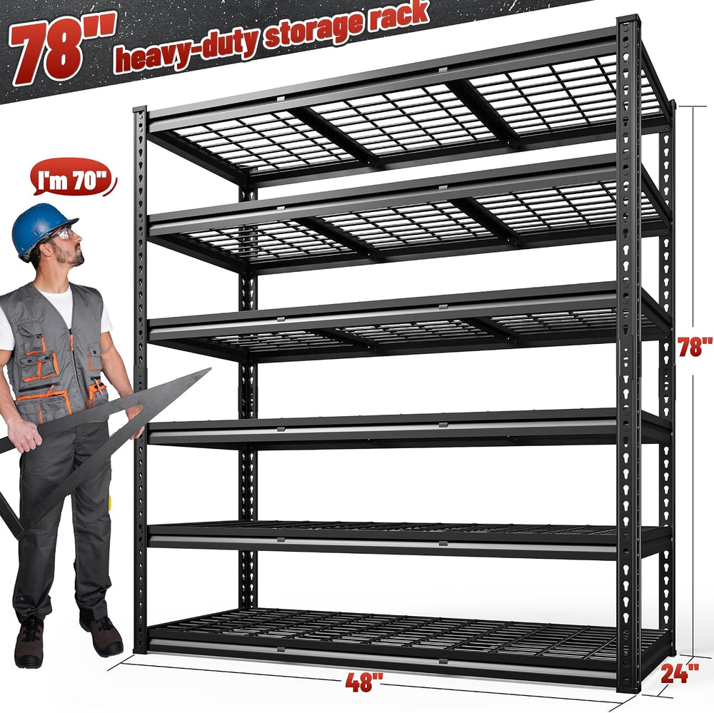REIBII 6 Tier Heavy Duty Storage Shelving for Garage Basement Warehouse