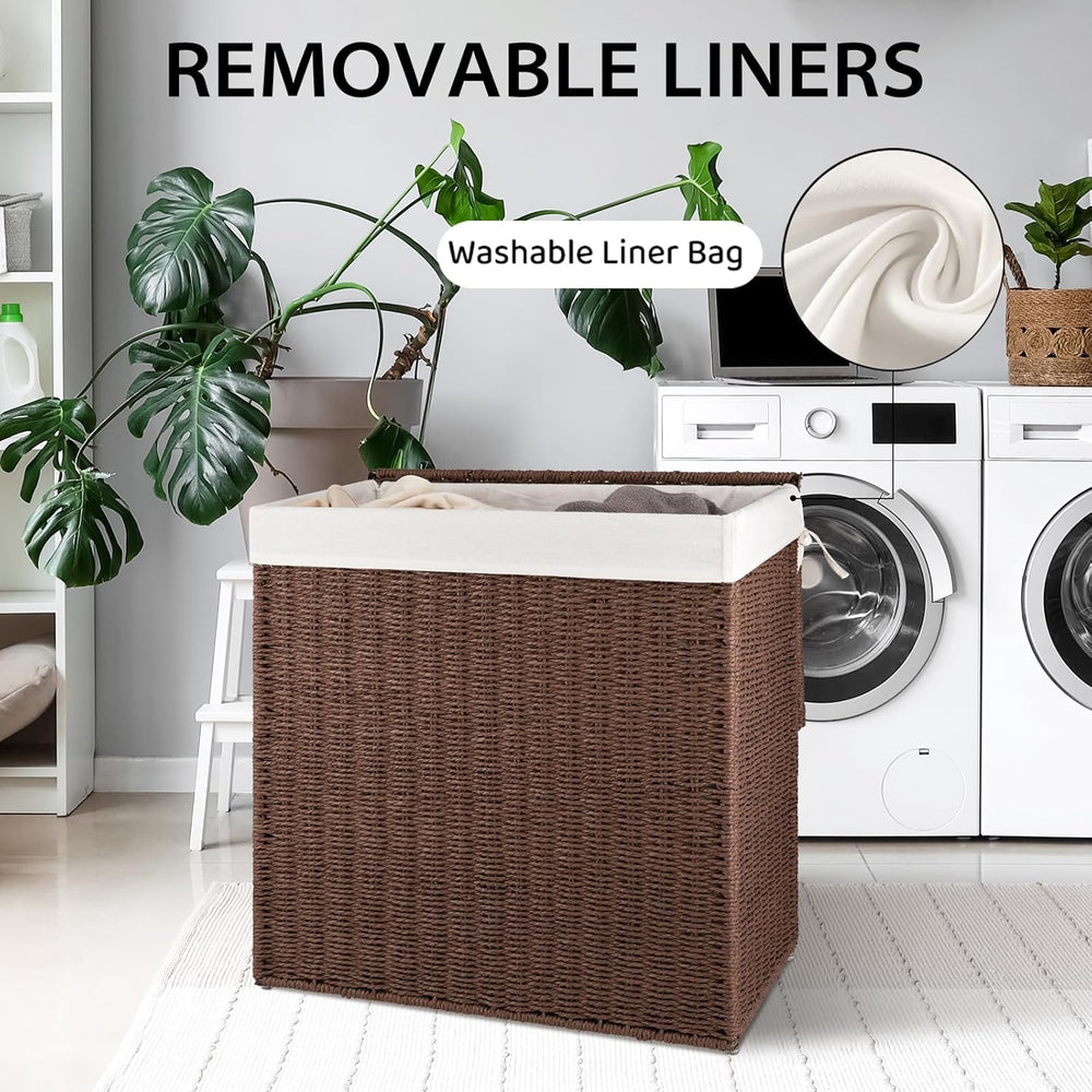 OIAHOMY Laundry Hamper with Lid, 110L(29.1 Gal) Large Wicker Laundry Basket f...