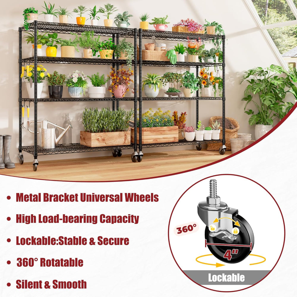 PrimeZone 55.5" Wx24 x80 Heavy Duty Metal Wire Storage Shelving with Wheels