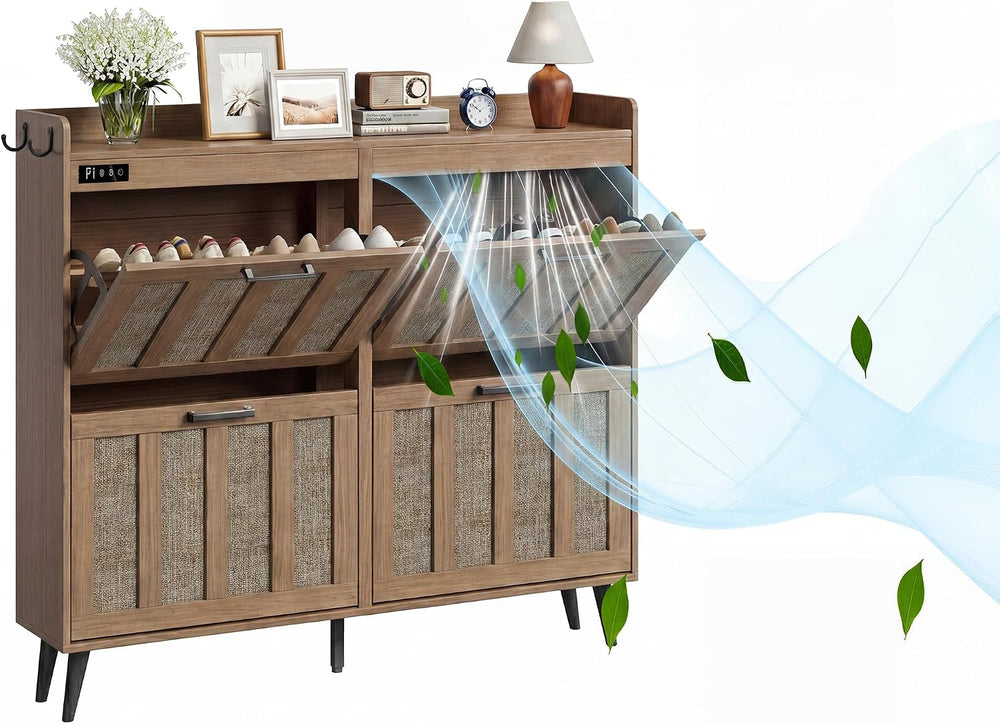ChooChoo Shoe Storage Cabinet with 4 Flip Drawers and Deodorizer