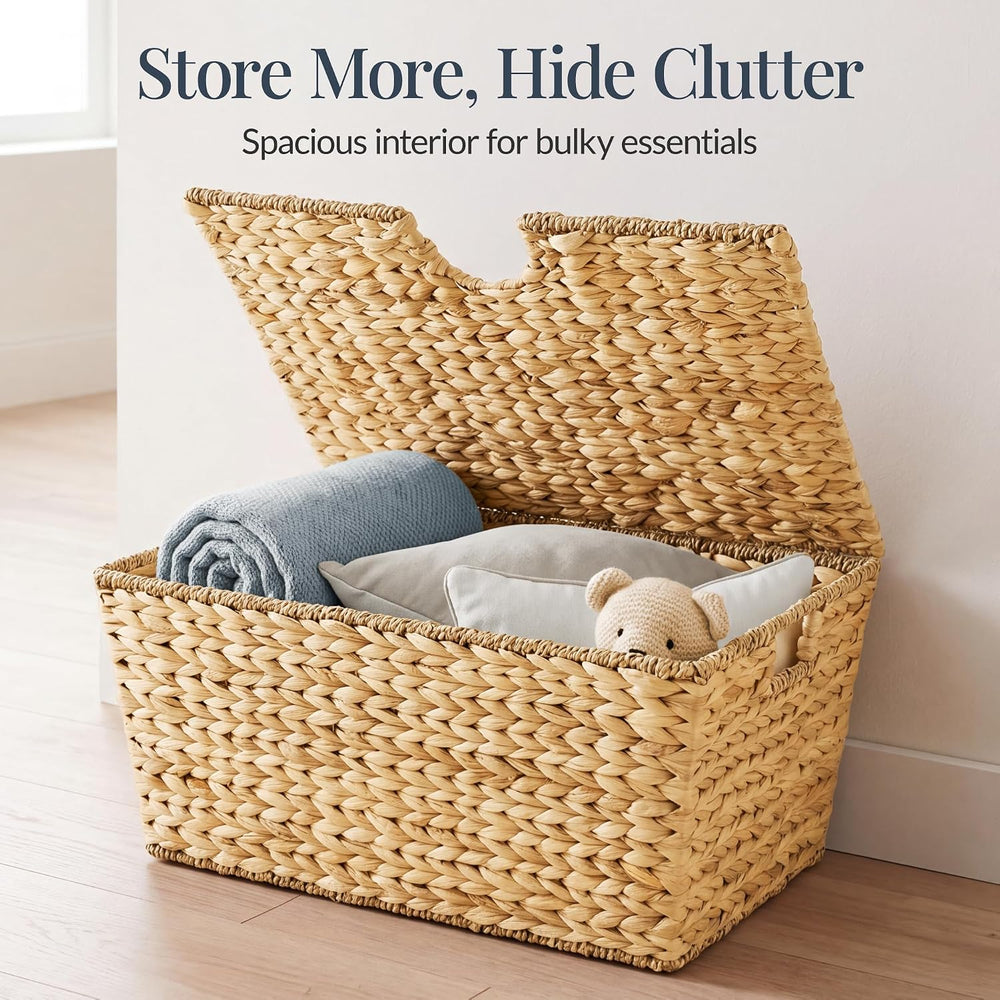 Best Choice Products Set of 2 X-Large & Medium Woven Storage Baskets W/Li...