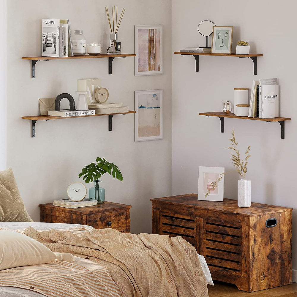DINZI LVJ Long Wall Shelves, 39.4Inch Wooden Wall Mounted Shelves, Set of 2