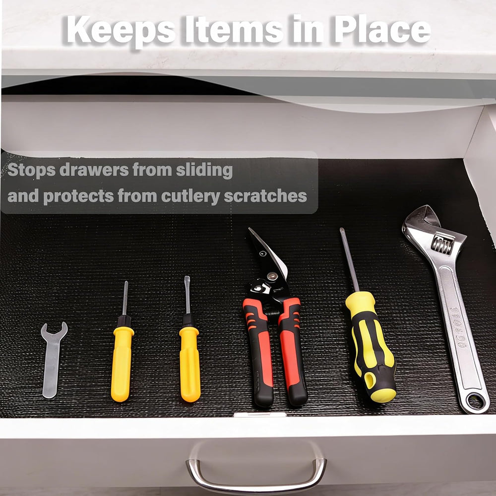 Black Drawer and Shelf Liners for Kitchen Cabinet,Non Slip Cabinet Liners for...