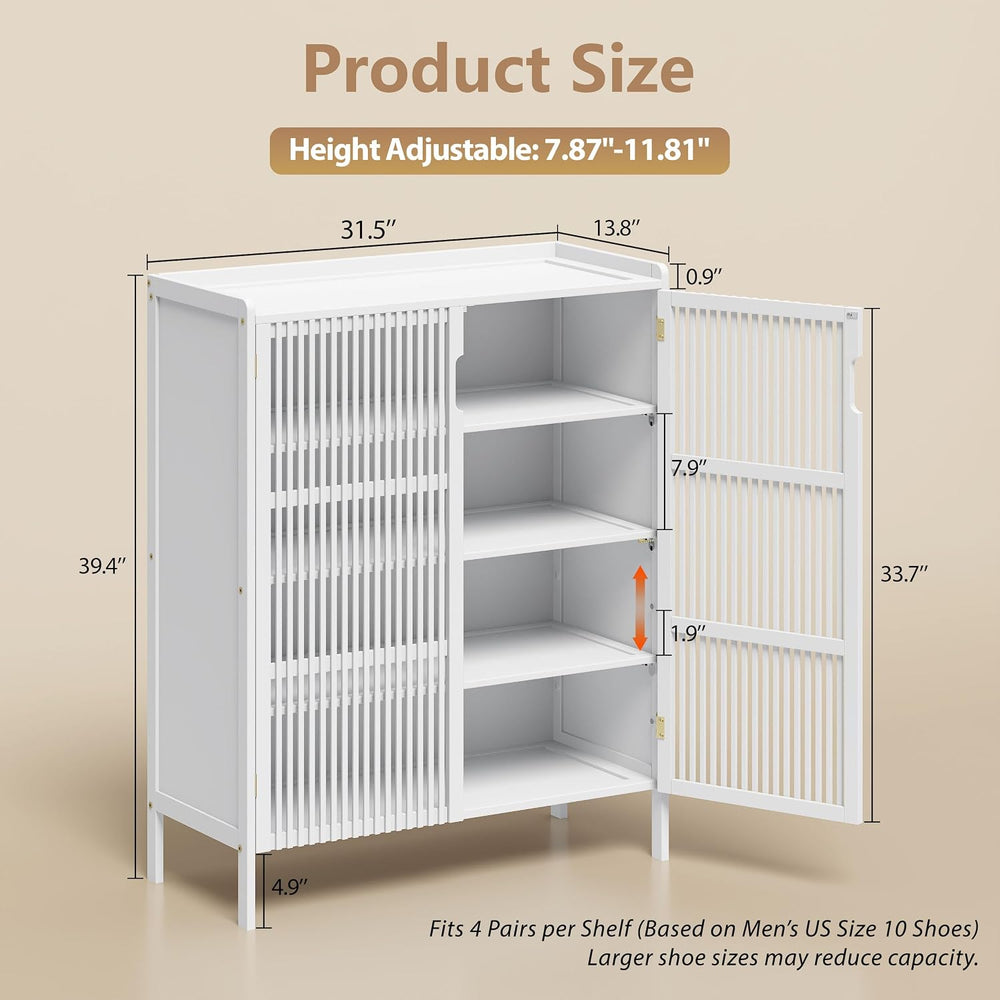 Bamboo Shoe Storage Cabinet for Entryway with Doors, Hidden Shoe Organizer