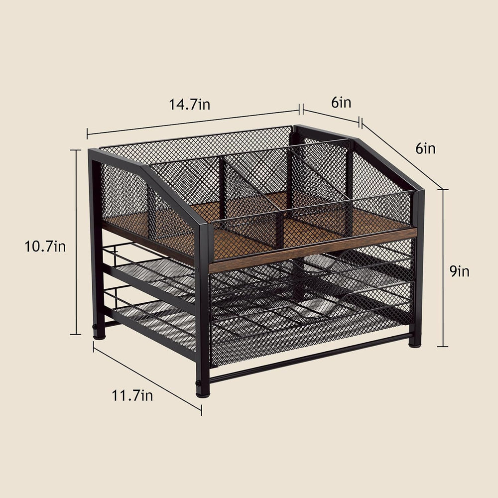 Homsorout Coffee Bar Organizer - Coffee Station for Countertop, Metal and Woo...