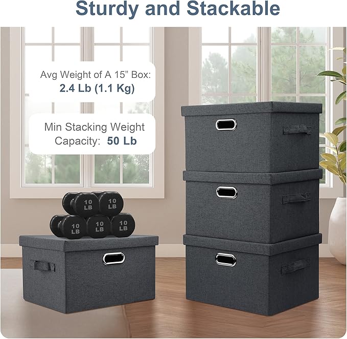 Medium 15" 21 Quart Collapsible Stackable Storage Bins