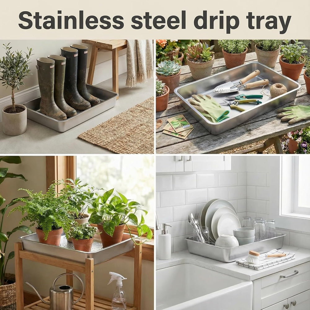 Suclain 2 Pack Stainless Steel Boot Trays for Entryway Under Sink Mat Tray Li...