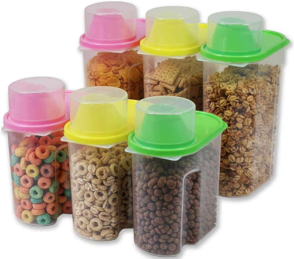 Basicwise Set of 3 Large 2.5-Liter and 3 Small 1.9-Liter Airtight Food Storag...