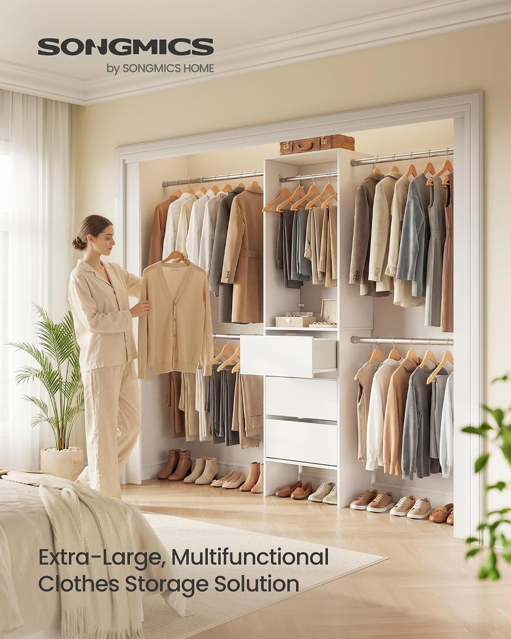 SONGMICS Closet System, Customizable Walk-In Closet Organizer System