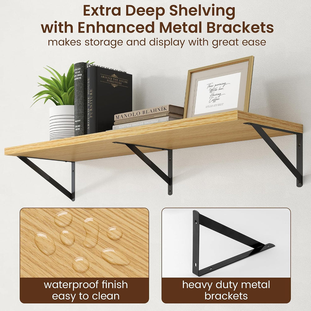 Axeman Deep Floating Shelves - 40 Inch Floating Shelves Set of 2-12 Inch Deep...