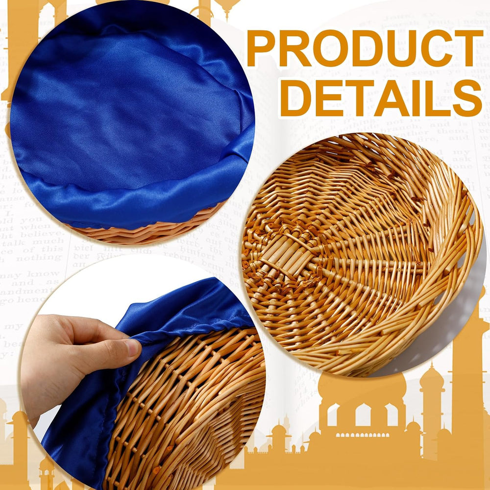FillTouch 2 Pcs 12 Inches Round Offering Baskets for Church Wicker with Remov...