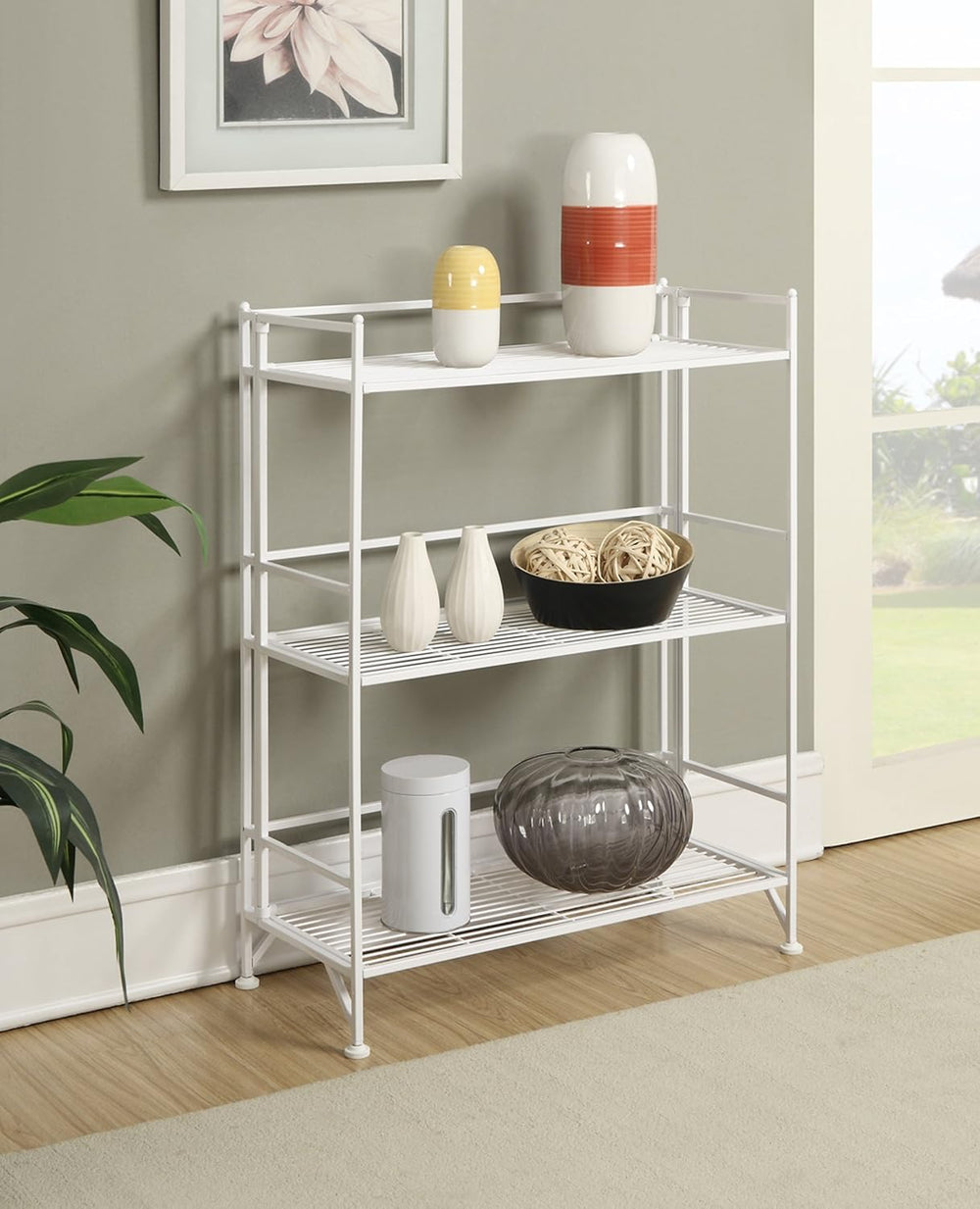 Convenience Concepts Xtra Storage Shelves - 3-Tier Wide Folding Metal Storage...