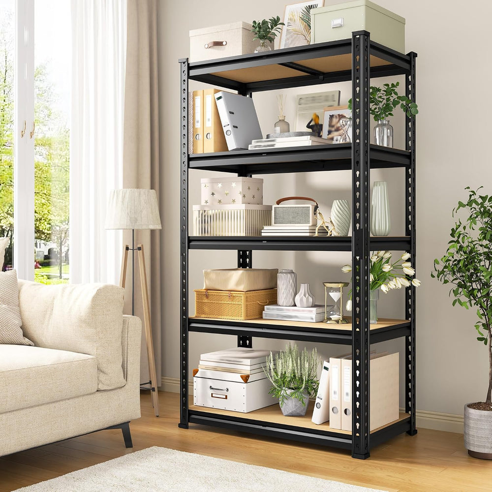 REIBII 2 Pack Storage Shelves,5 Tier Heavy Duty Garage Shelving,Adjustable