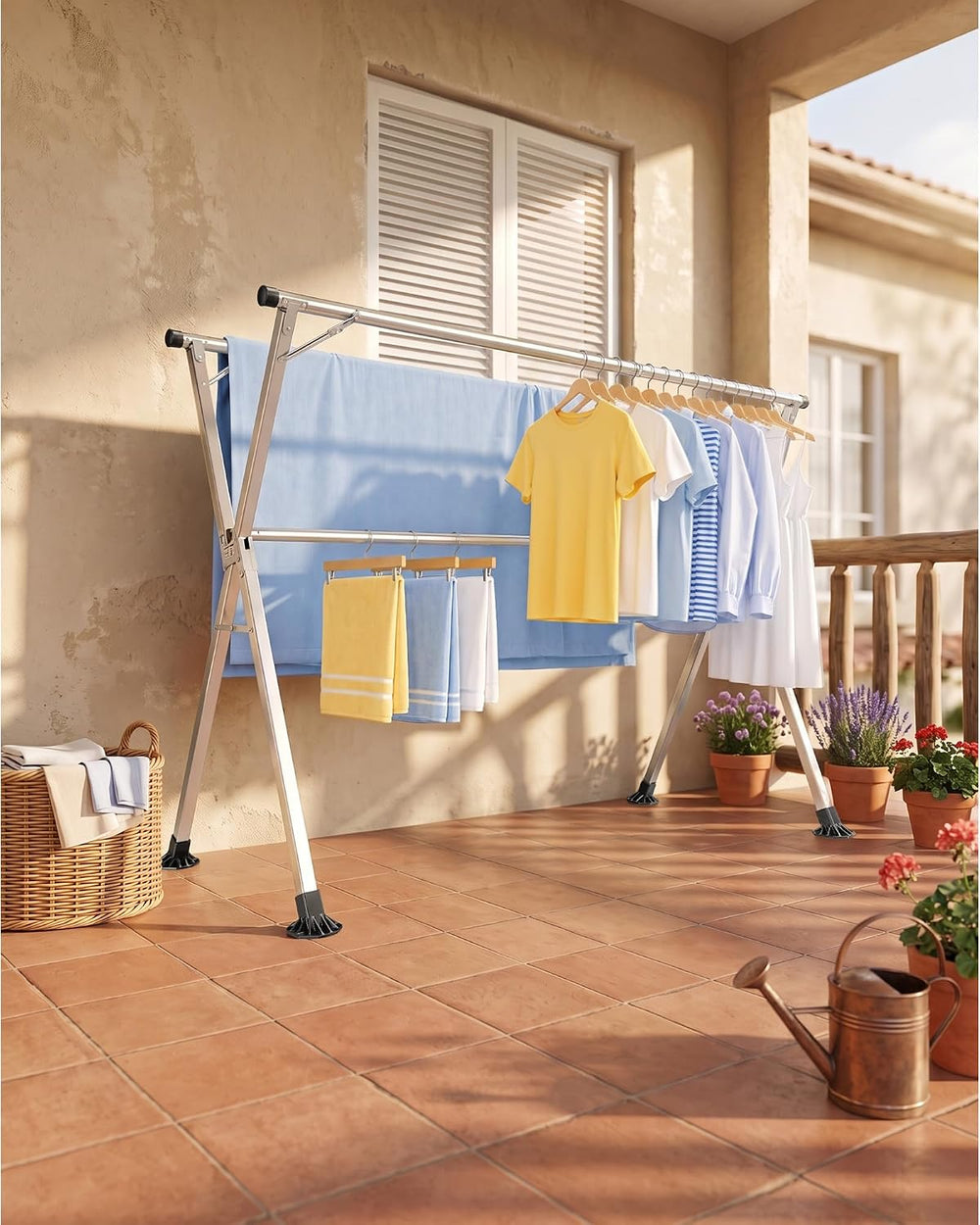 Kitsure Foldable Clothes Drying Rack, 79.0" Heavy Duty, Adjustable Length