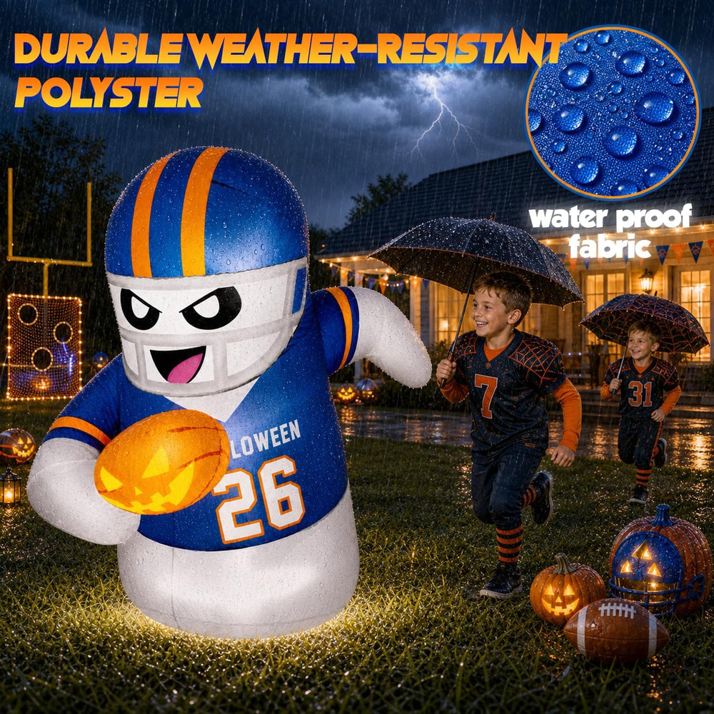 5FT Halloween Inflatables Decorations Outdoor Football Player Ghost Built-in ...