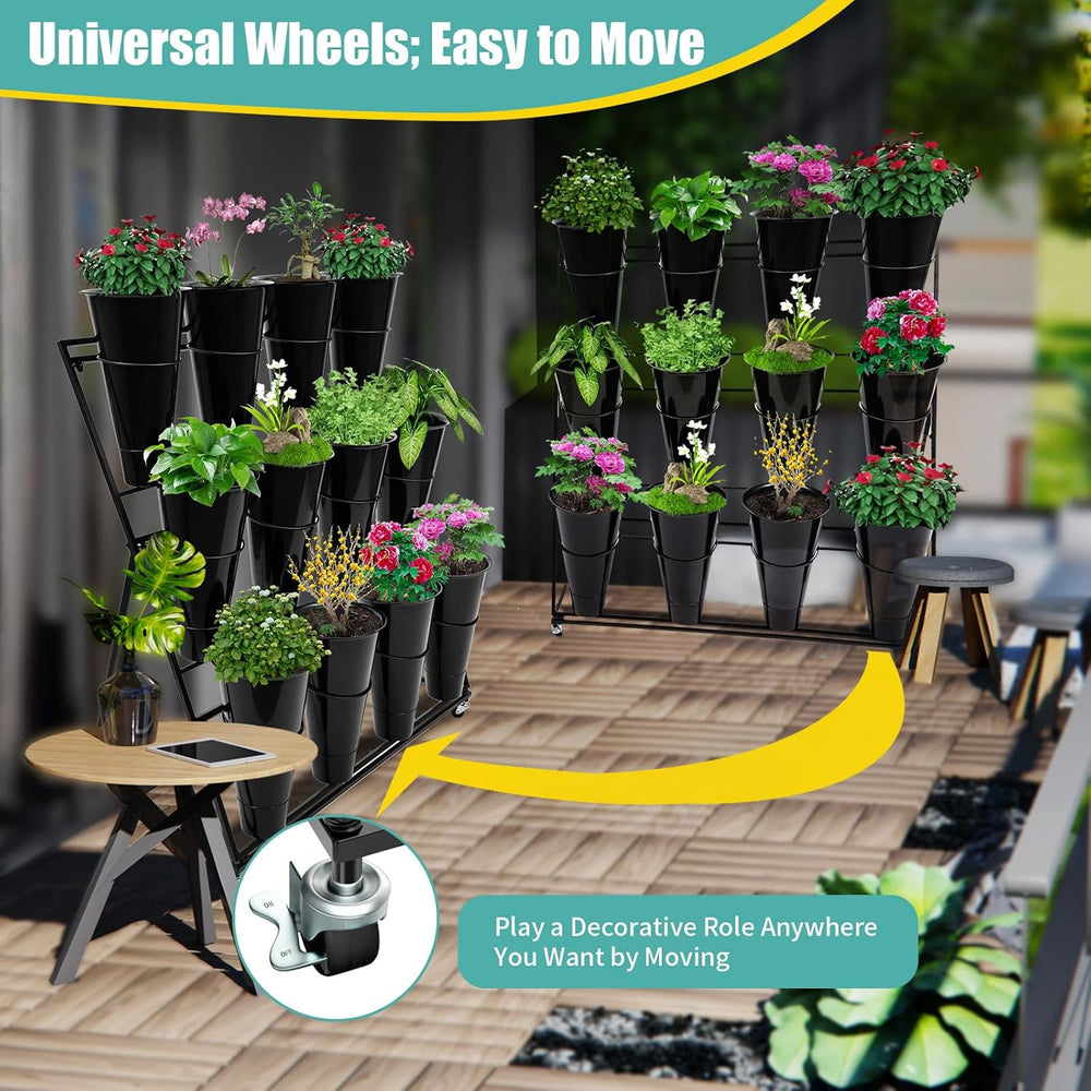 Flower Plant Display Stand Flower Plant Stand with Wheels 3 Tier Flower Displ...