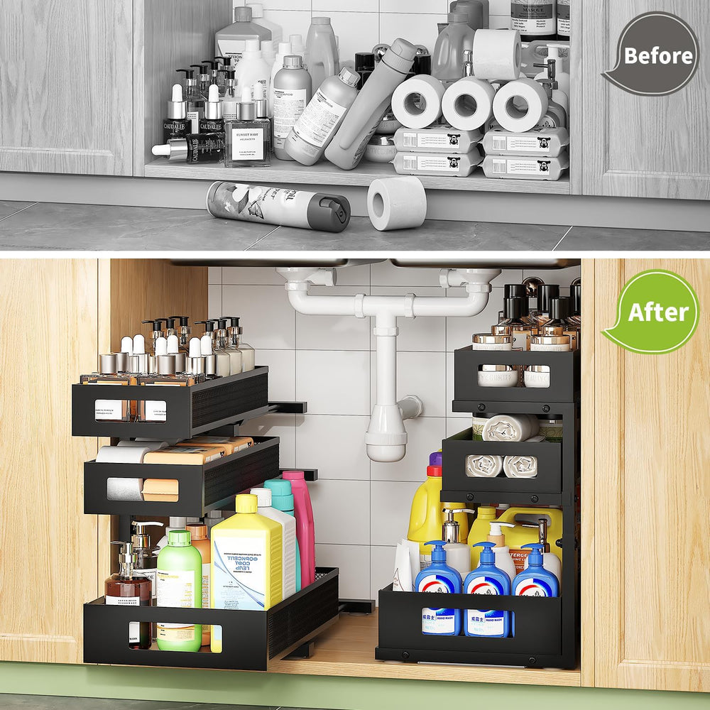 Under Sink Organizer,3-Tier Heavy Duty Pull out Cabinet Organizer Shelf