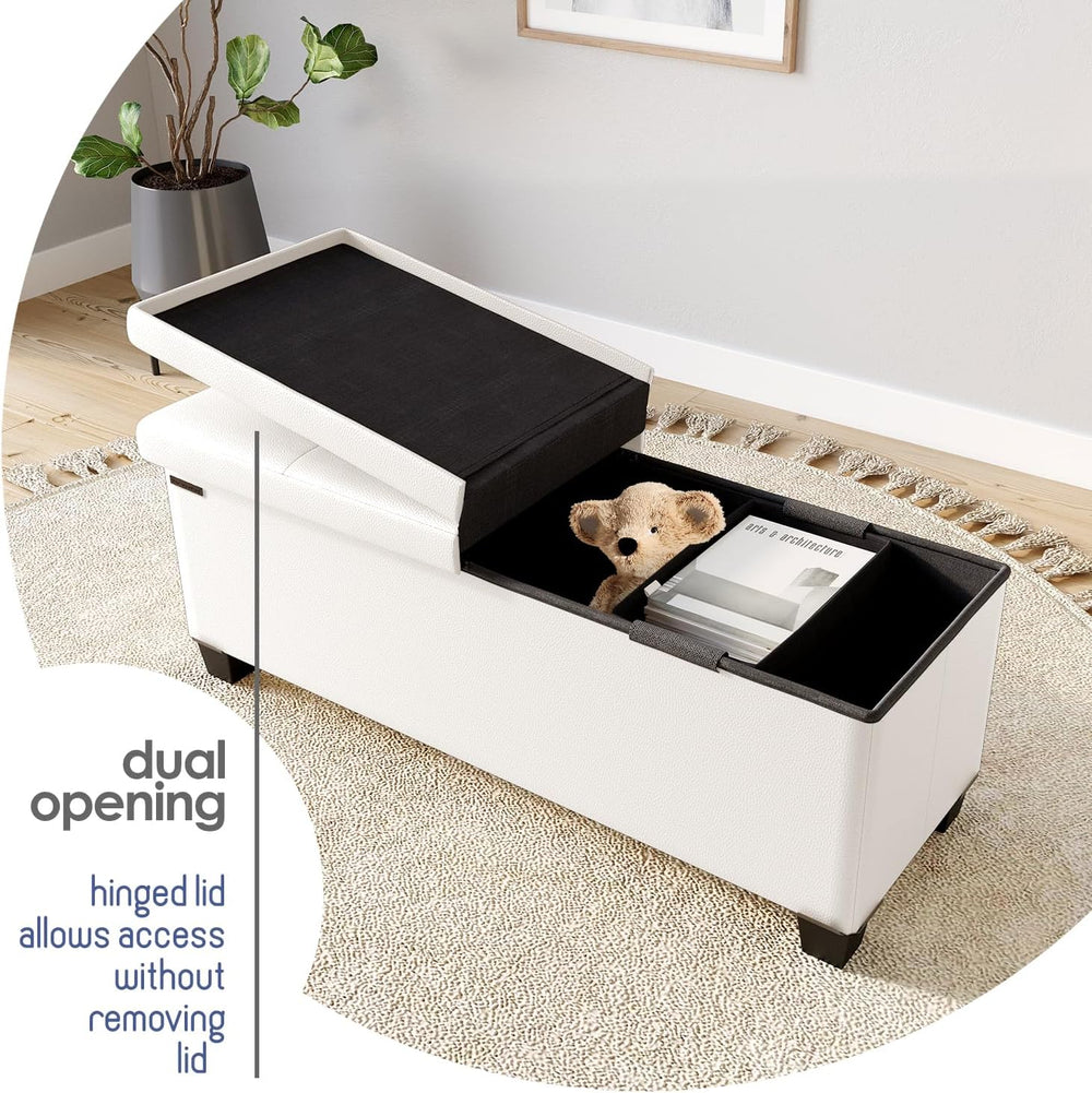 Storage Ottoman Bench with Bins, 43-in Storage Bench for Bedroom End of Bed, ...