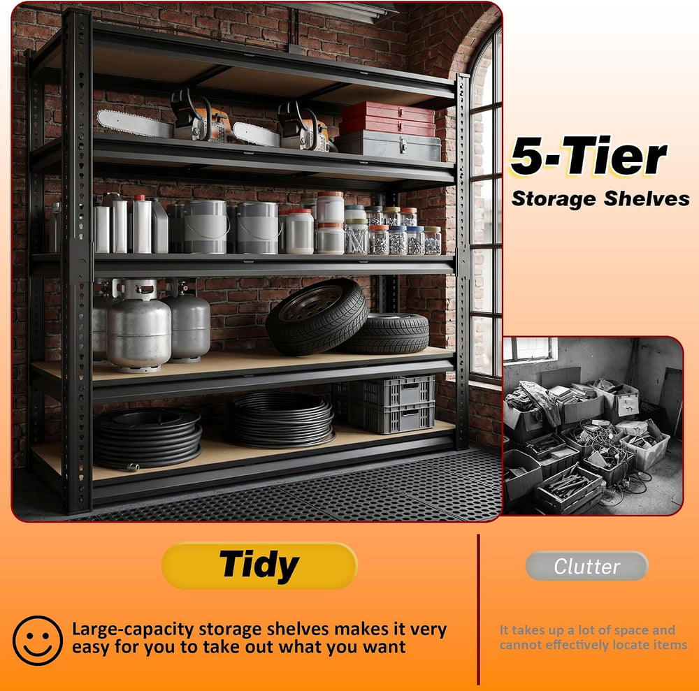 5-Tier Heavy Duty Metal Storage Rack, 48" W x 24" D x 72" H