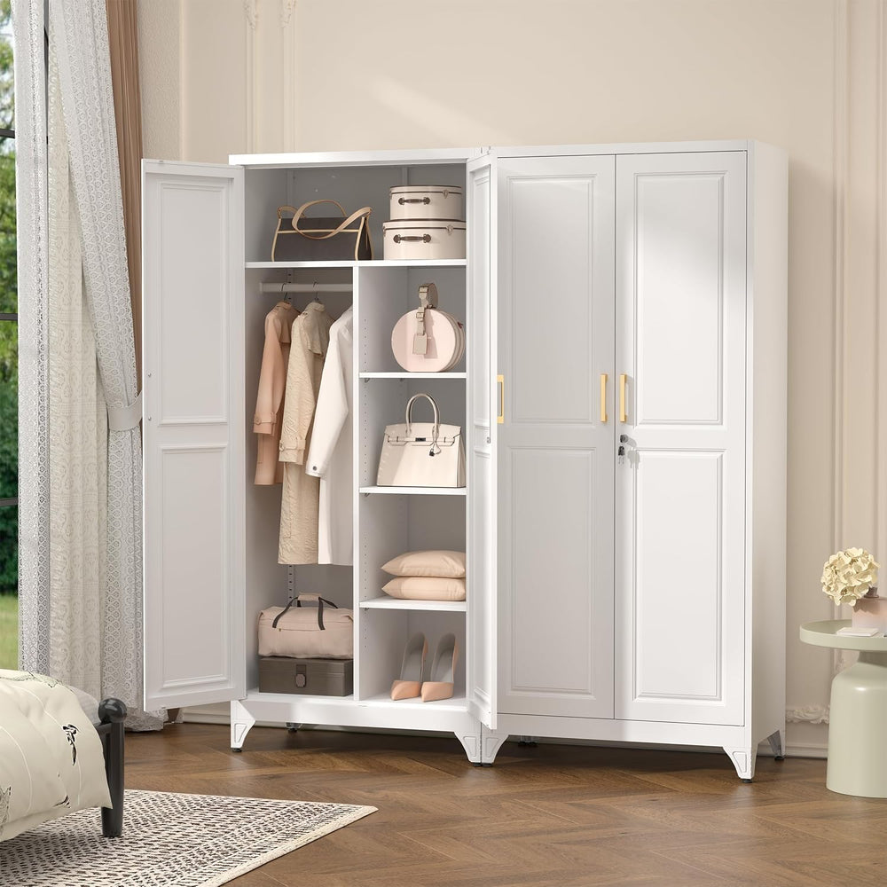 Polup 71" Tall Metal Armoire Wardrobe Closet with Doors and Lock