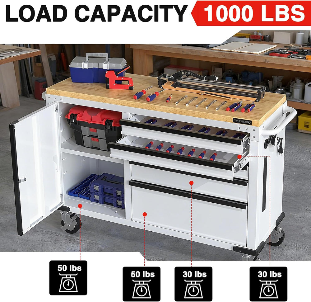 WORKPRO 52" x 20" Rolling Tool Chest, 5-Drawer & 1-Door