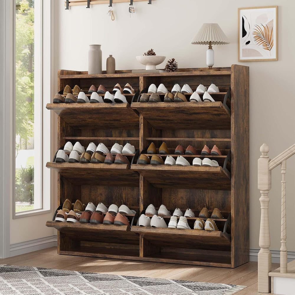 GarveeHome Shoe Cabinet with 6 Flip Drawers, Wooden Shoe Organizer Cabinet wi...