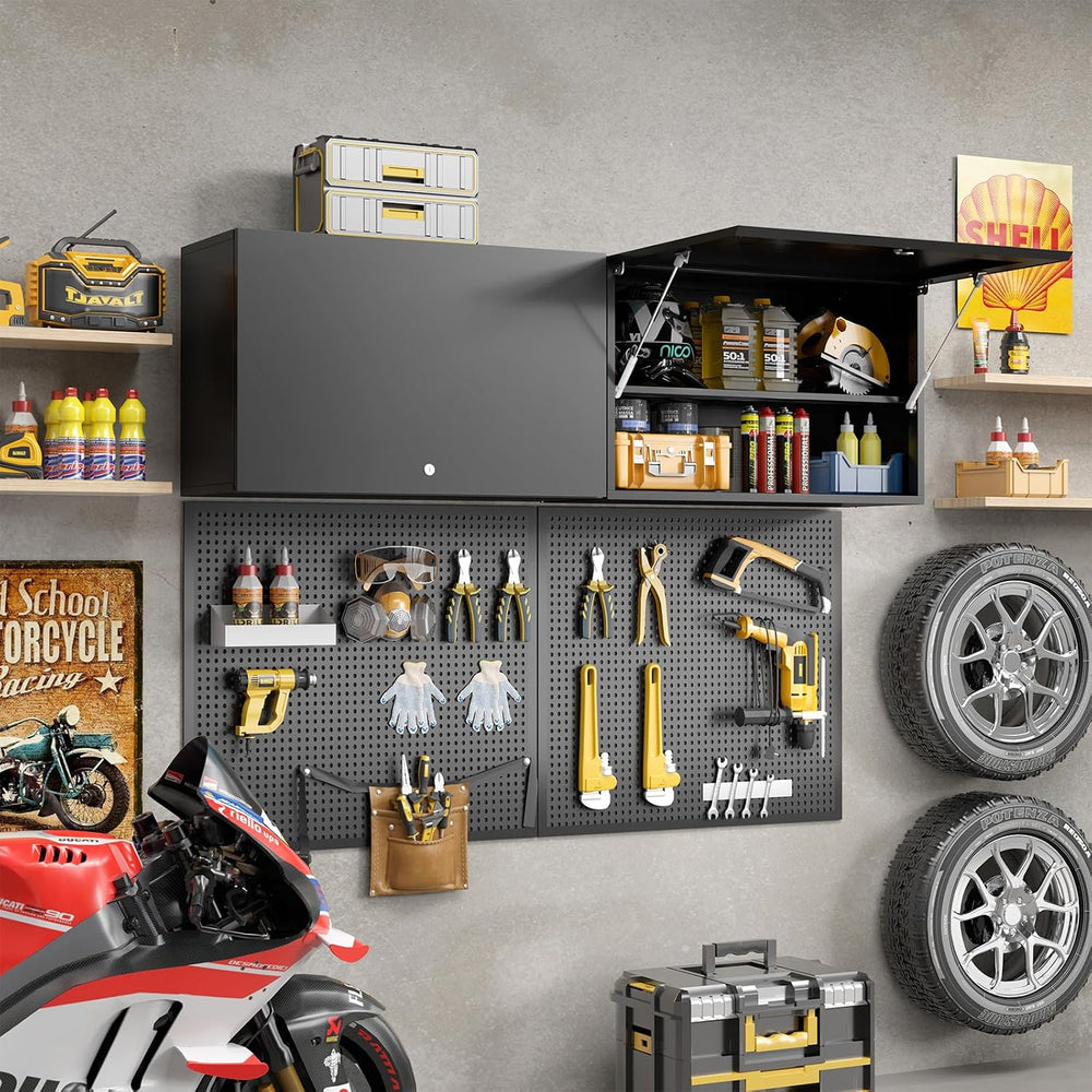 Garage Wall Cabinet, Metal Tool Cabinet with Lock&Adjustable Shelf
