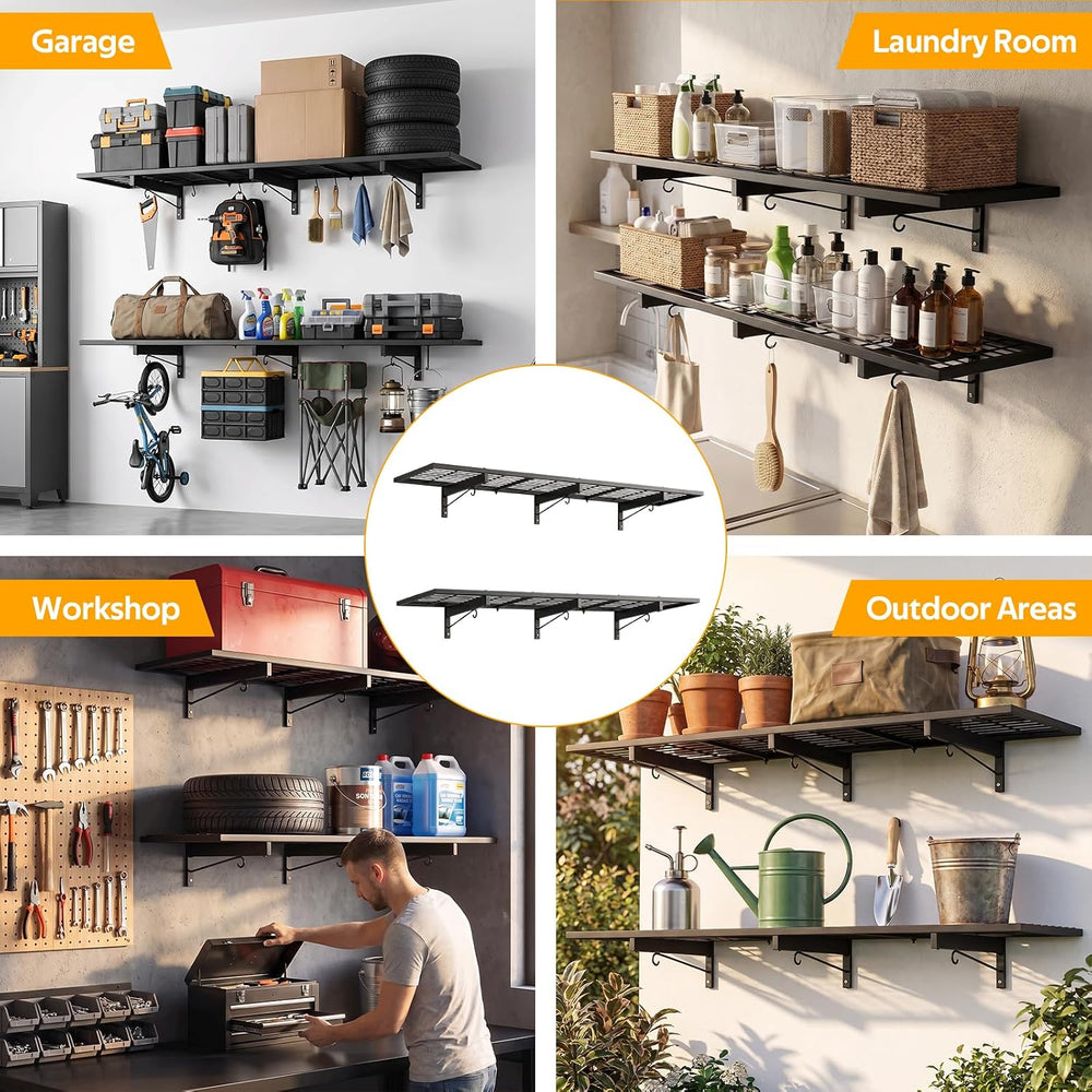 2 Pack Garage Wall Shelves, 46" x 12.5" Heavy Duty Wall Mounted She...