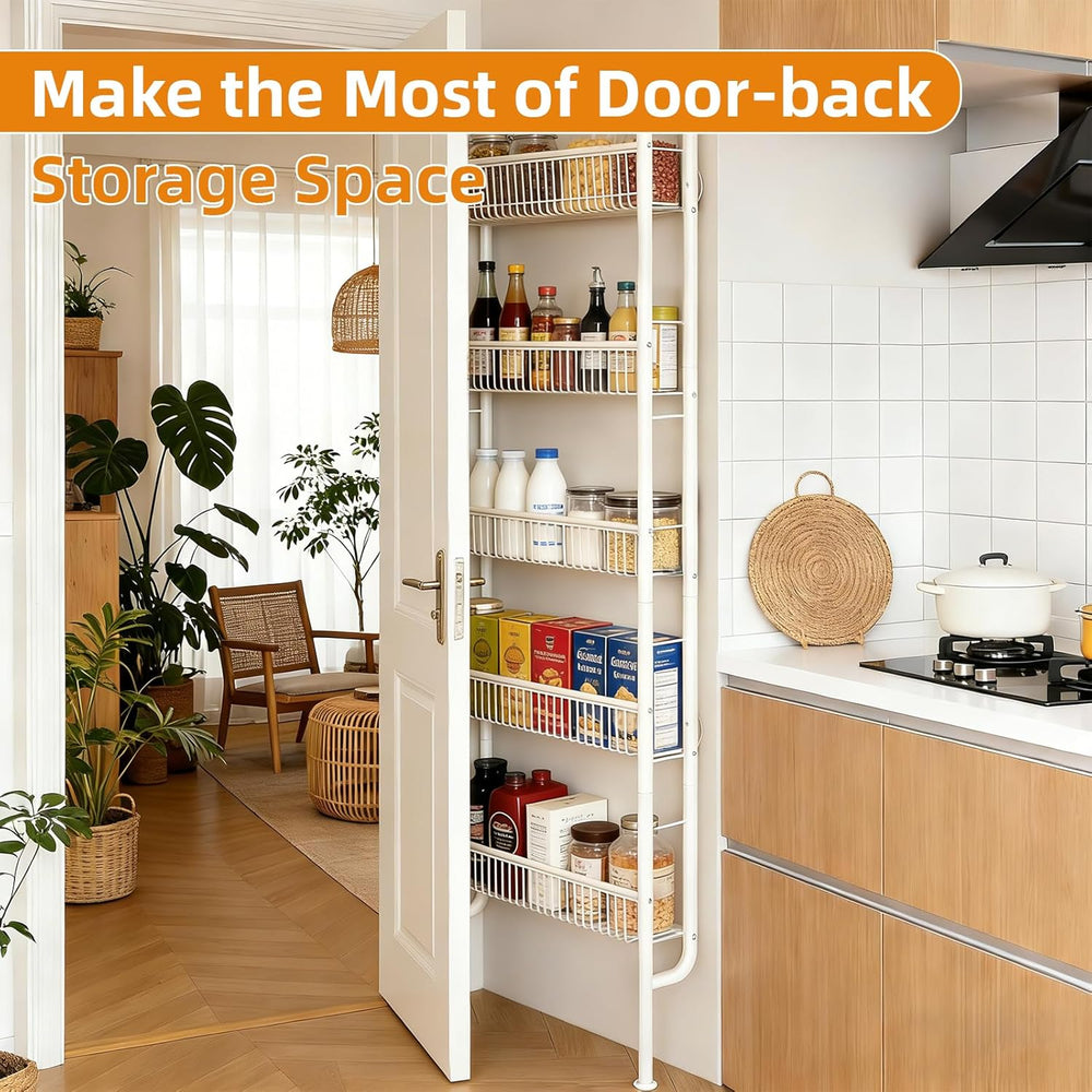 Saiveina Behind The Door Storage 5 Tiers Behind Door Shelf, Space-Saving Bath...