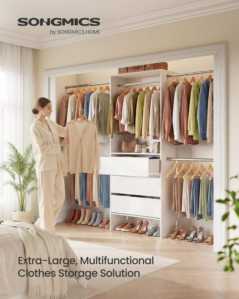 SONGMICS Closet System, Customizable Walk-In Closet Organizer System