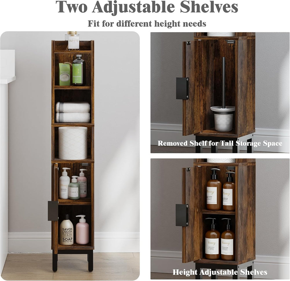 FerniTry Narrow Bathroom Storage Cabinet, Corner Toilet Paper Floor Cabinet 5...