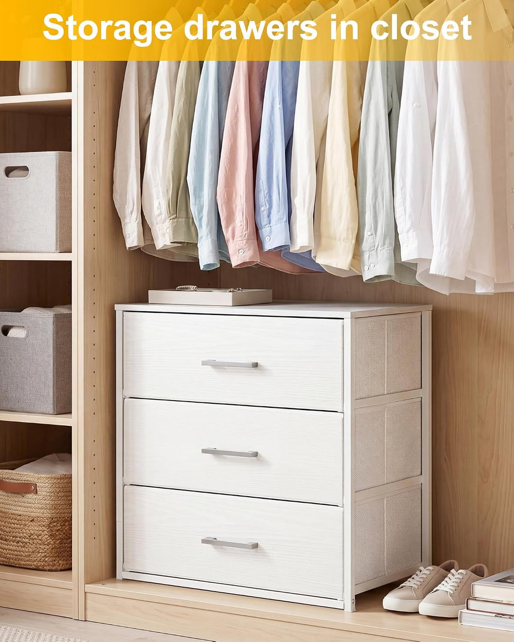 Fixwal Closet Drawers for Clothes, 1 Pack, 3 Drawers Dresser, 21.2" Wide