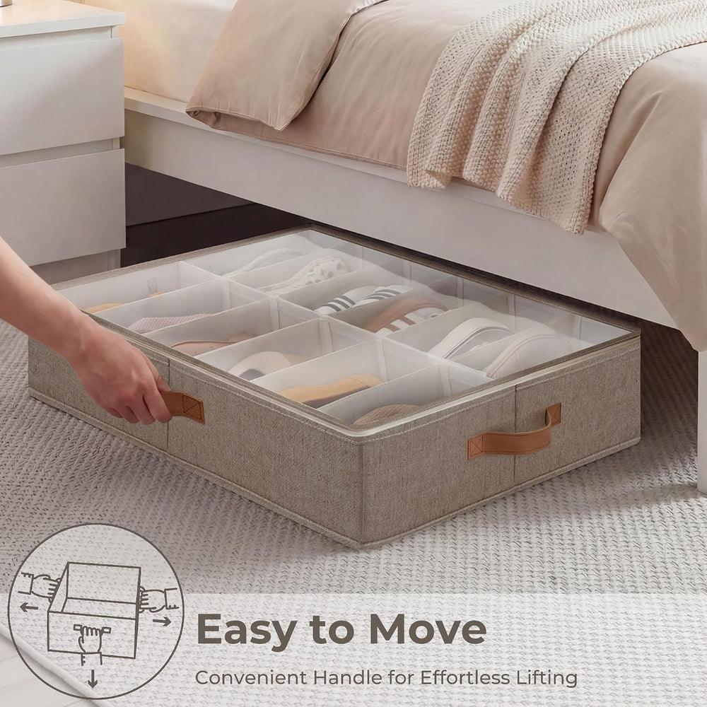 StorageWorks 2-Pack 24-Pair Under bed Shoe Storage Organizer, Taupe