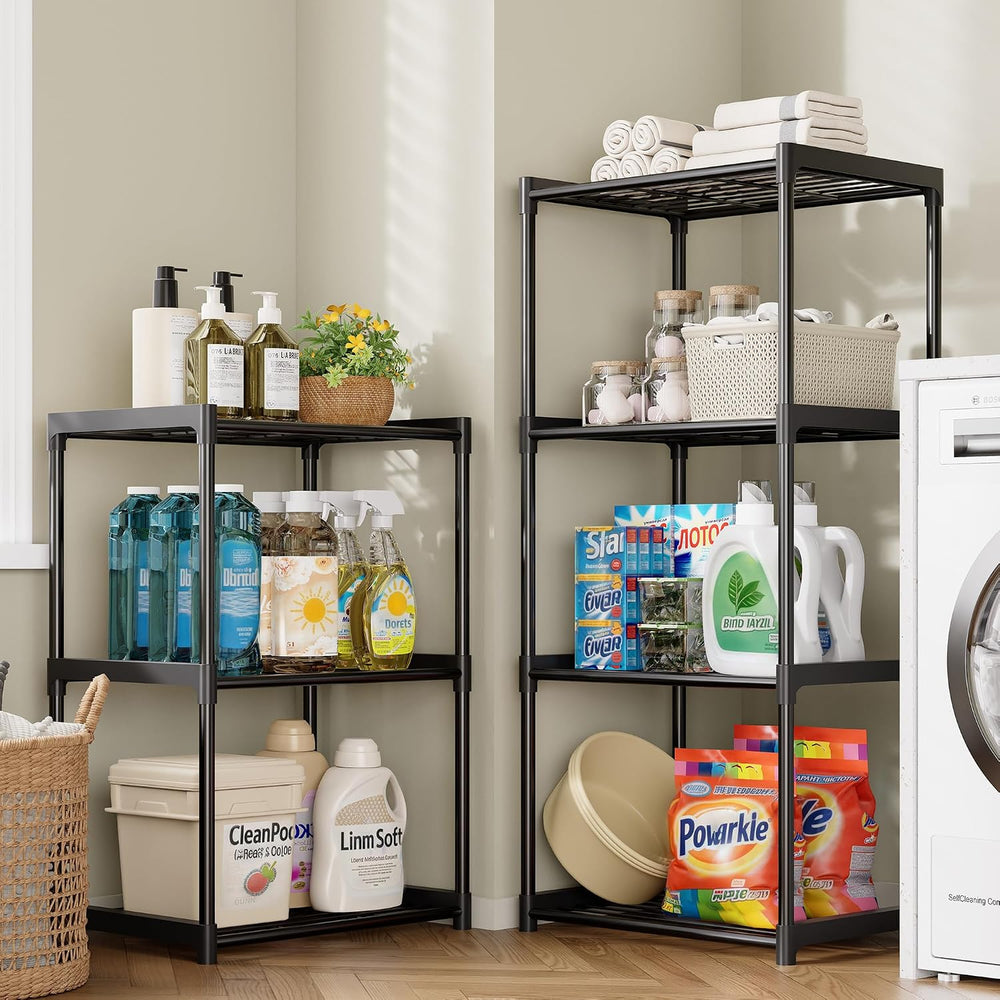 3-Tier Storage Shelves-2 Pack, Shelf with Plastic Connectors, Shelving Rack