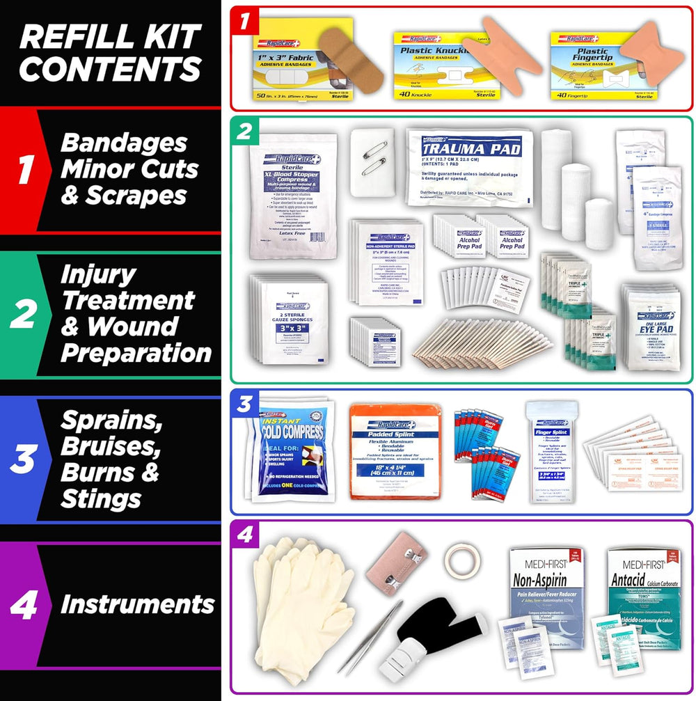 Rapid Care 3-Shelf First Aid Refill Kit - 525 Piece OSHA & ANSI Compliant...