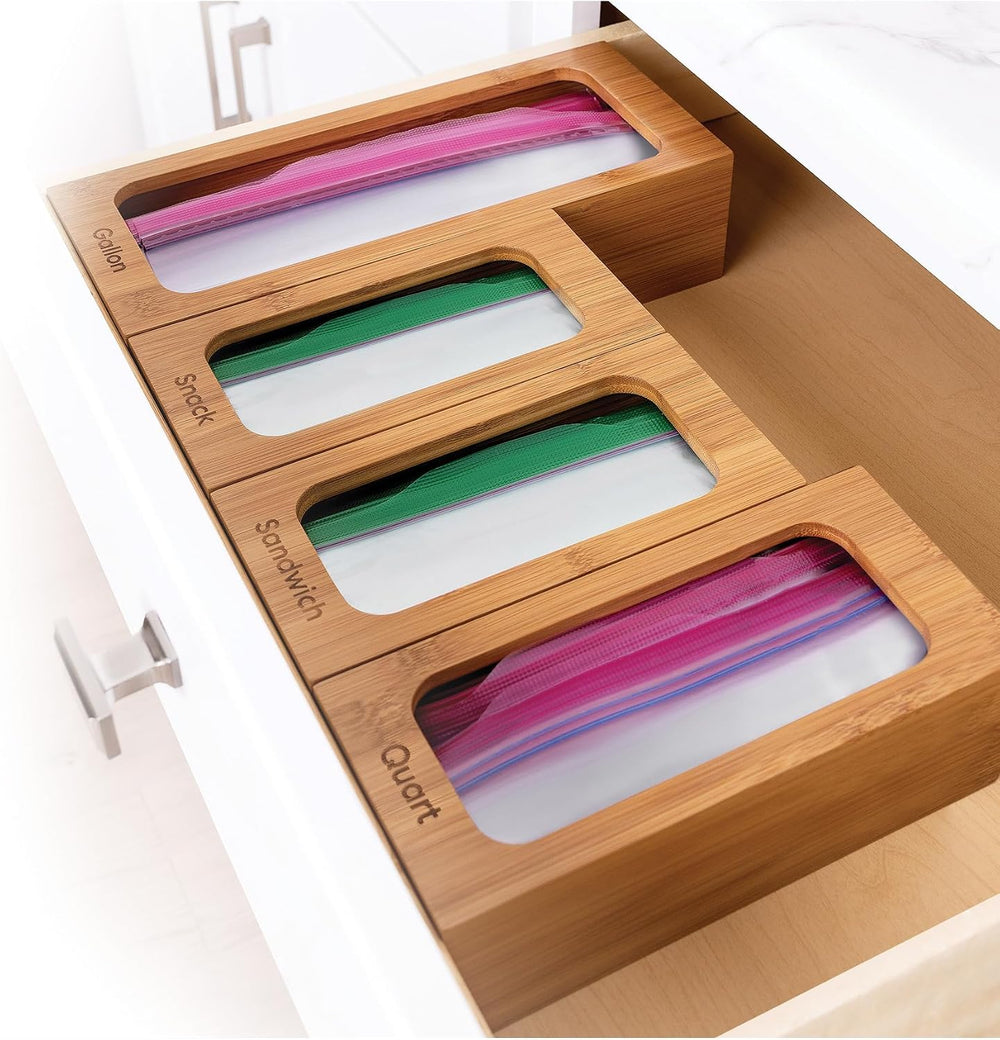 Seville Classics Bamboo Premium Organizer Storage Bins for Kitchen Silverware...