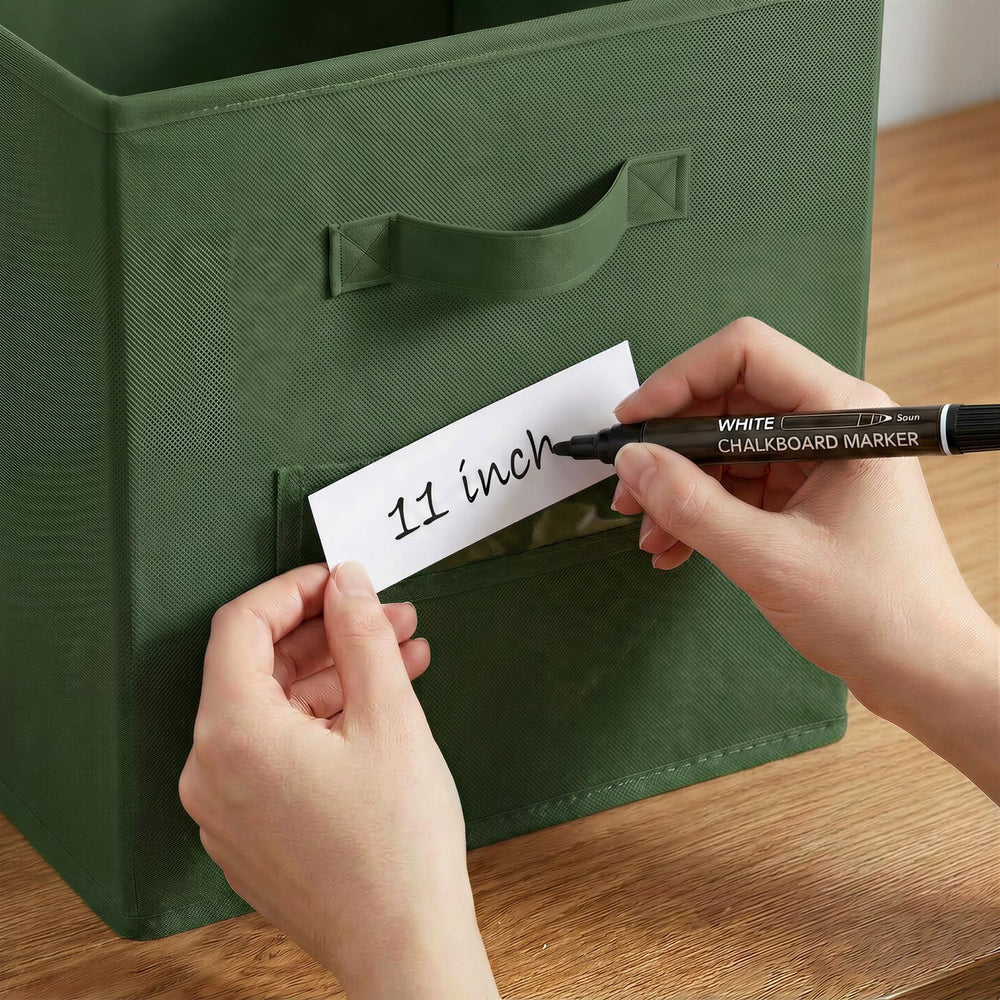 Storage Bins,11" Cube Storage Bin with Labels,10pcs,Dark Green