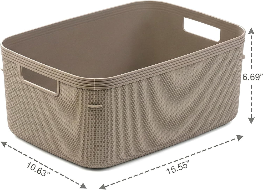 BINO | Plastic Storage Bins, 13 Liter - 3 Pack, Taupe | THE TWILL COLLECTION ...