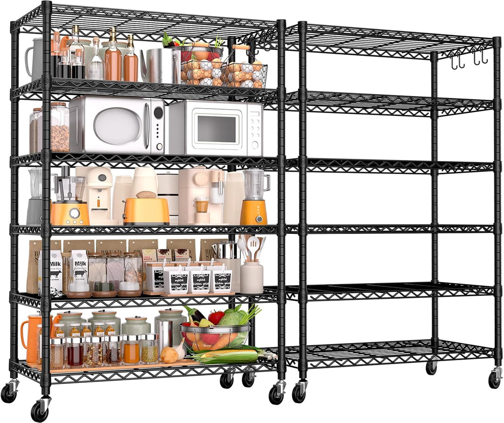 PrimeZone 6 Tier 36" W X 18" D X 78" H Wire Shelving with Whee...