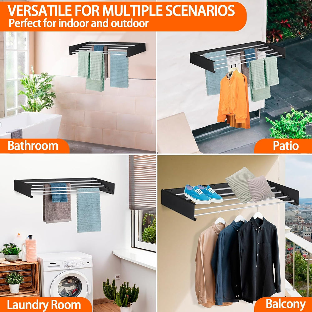 FOCHIER F Laundry Drying Rack Wall Mounted Clothes Drying Rack Collapsible wi...