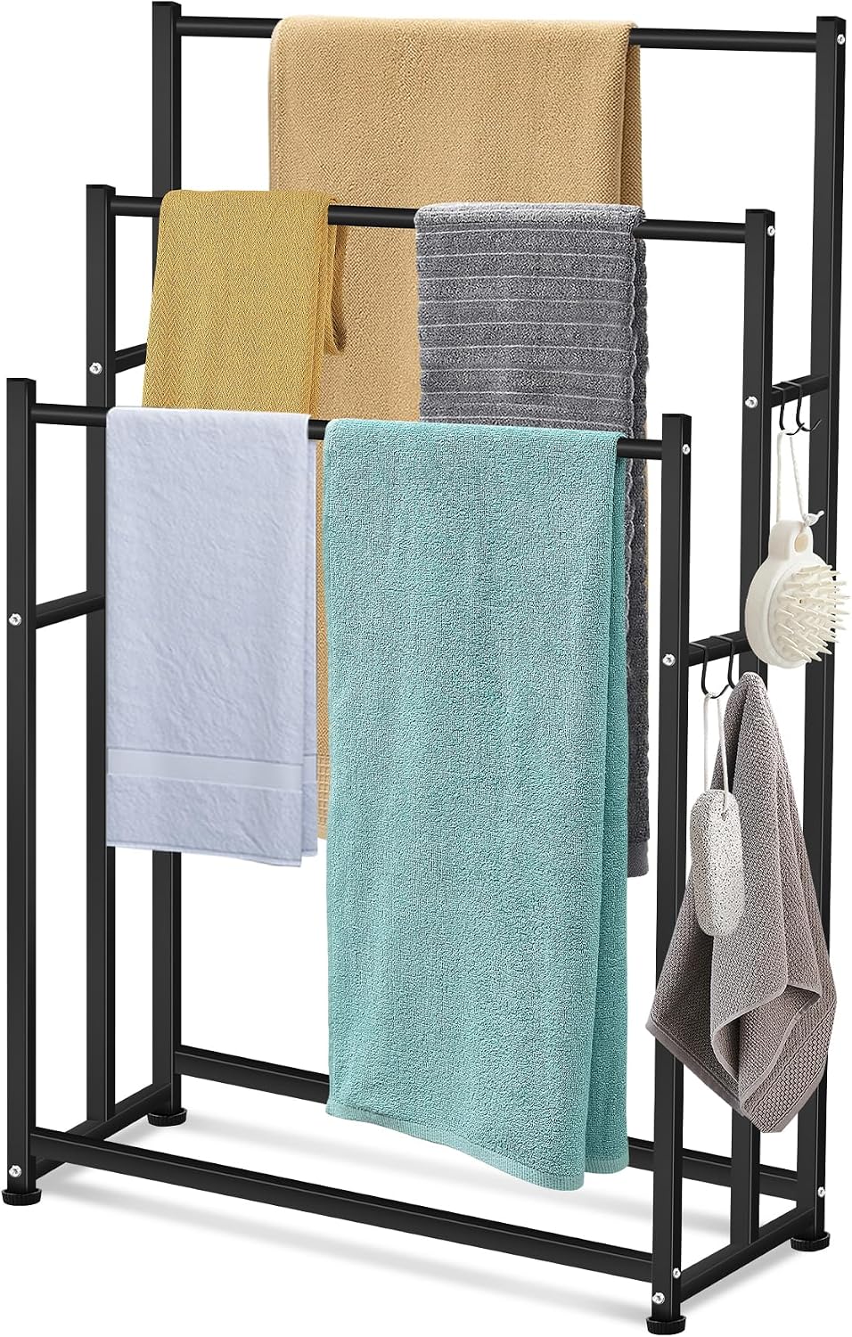 47.6 Inch Tall Free Standing Towel Racks 3 Tier Pool Towel Rack Outdoor Overs...