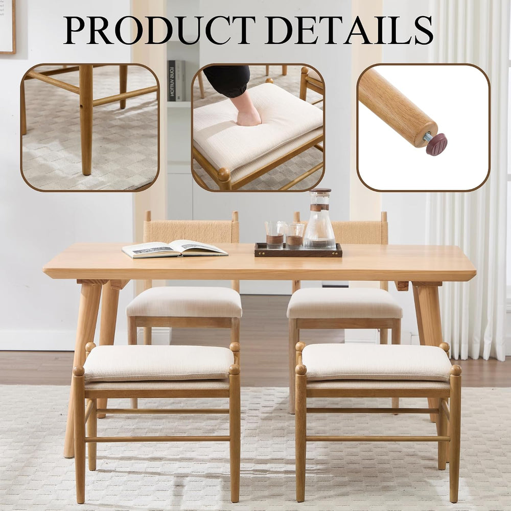 Ottoman Footrest Set of 2, 19 Inch Upholstered Vanity Bench Seat, Backless Ma...