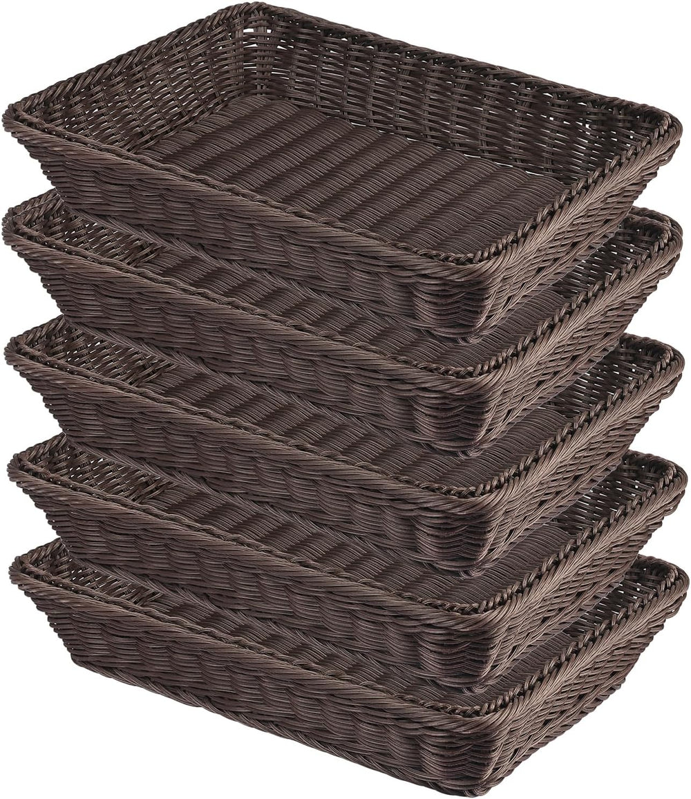 5 PCS 13.8x9.8 Inch Wicker Bread Basket, Woven Serving Basket, Tabletop Food ...