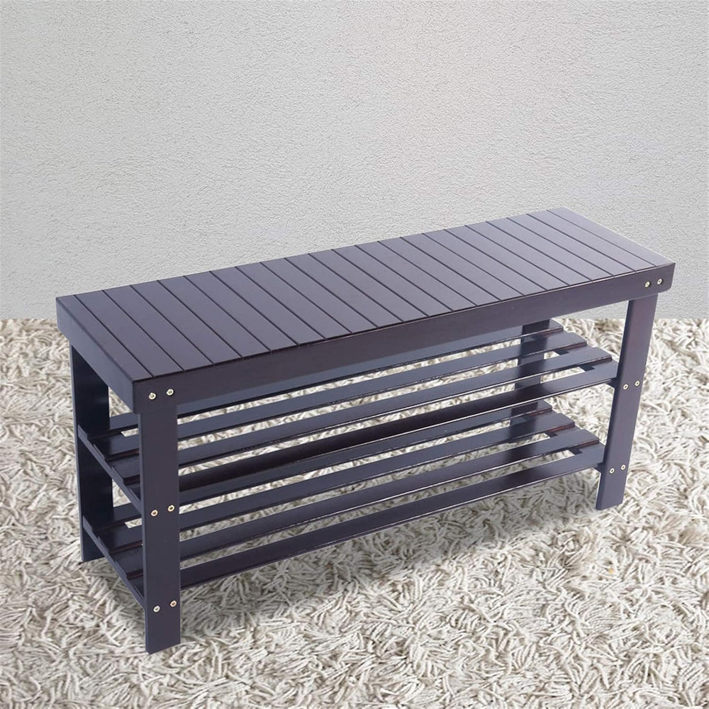 Sturdy Shoe Rack Bench, 3-Tier Bamboo Shoe Organizer Storage Shelf, Holds Up ...