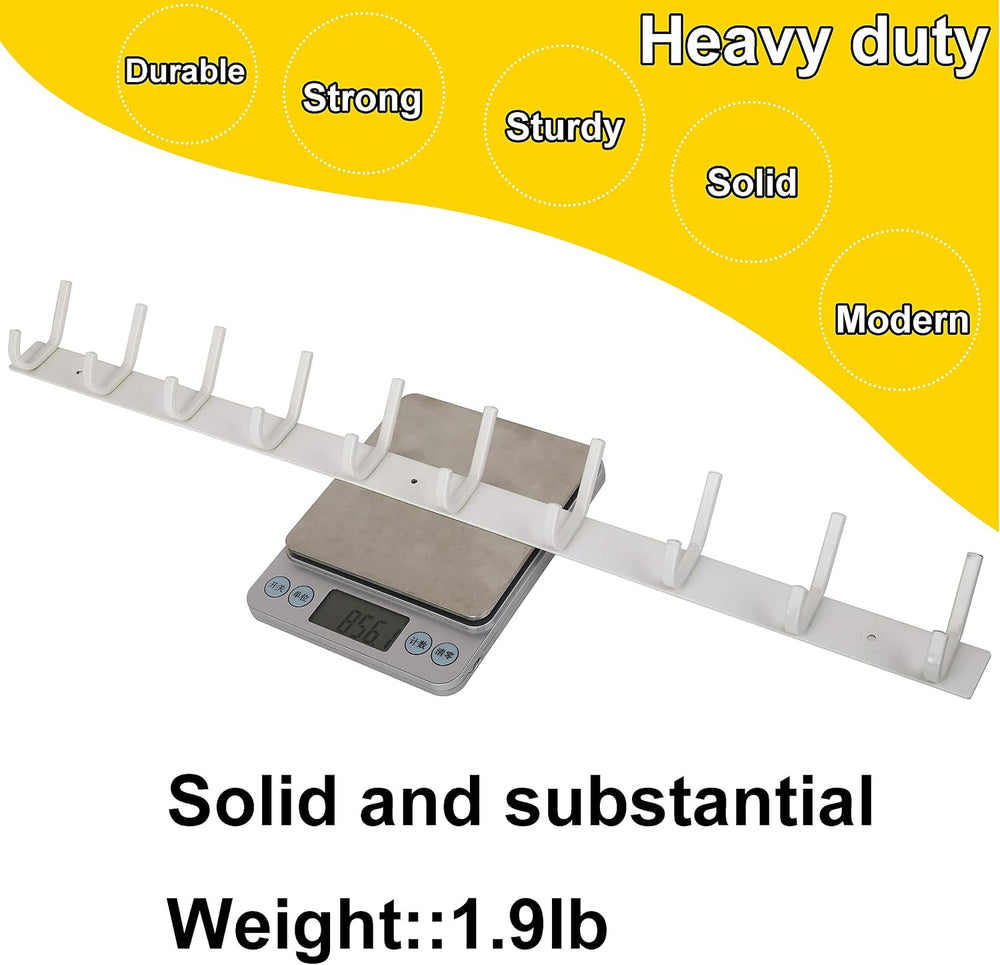 WEBI Coat Rack Wall Mounted,10 Hooks,30" Long Coat Hooks Wall Mount Whit...