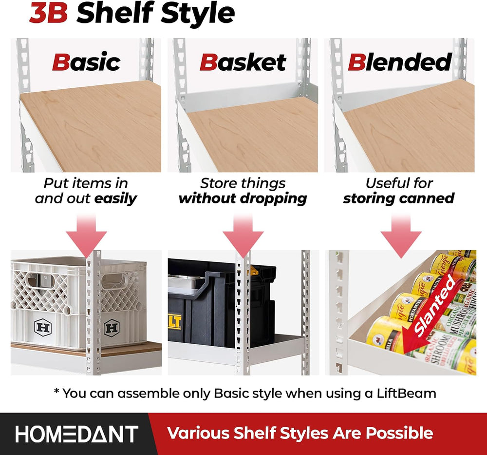 HOMEDANT 47.7" W Deep 5 Tier Heavy Duty Garage Shelving Adjustable Metal...