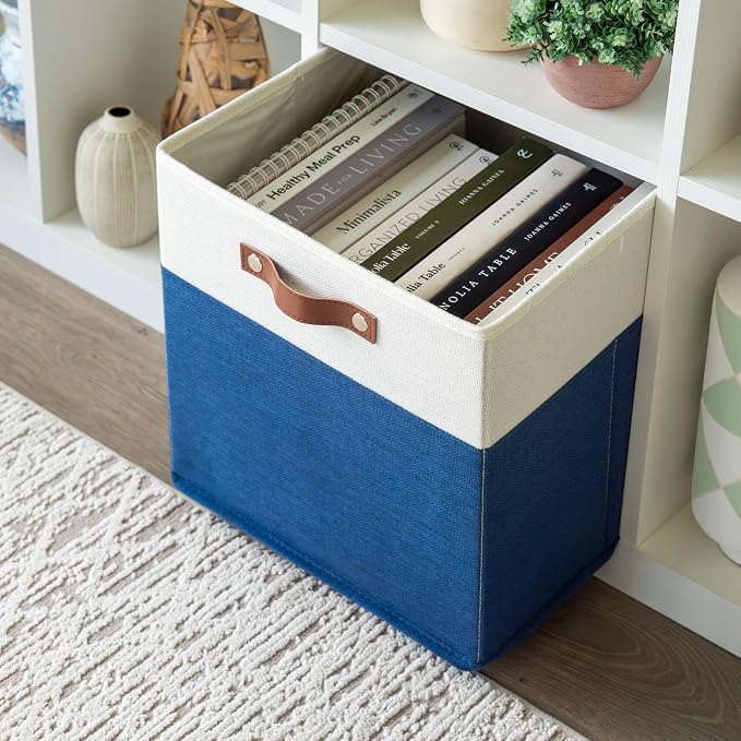 OrganiHaus 13x13 Cube Fabric Storage Bins Set of 4, Fabric Storage Cubes w/